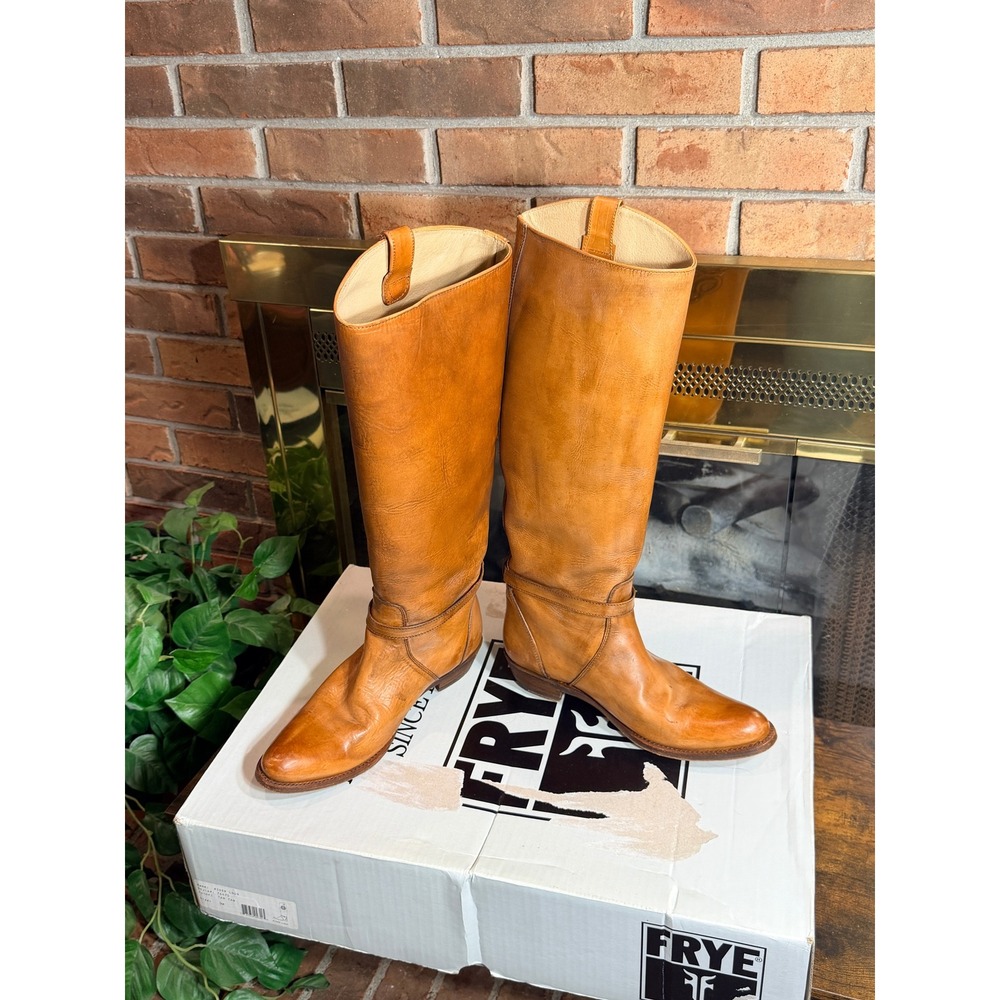 Frye Rider Logo Boots Women Tan Leather Tall Riding EquestrianSize 9M - Picture 3 of 16
